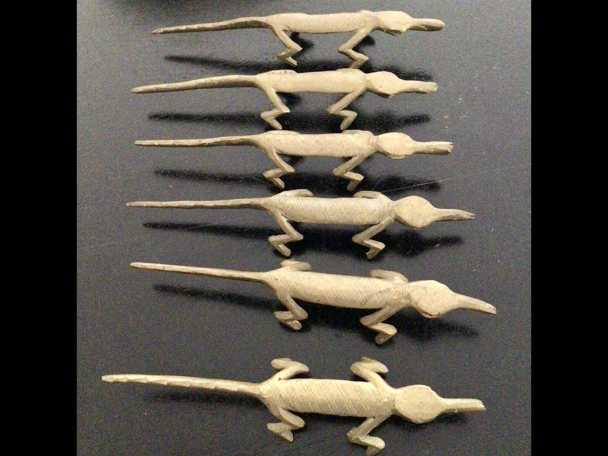 6 porte-couteau crocodile en laiton