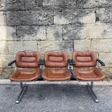Chrome bench and camel leather