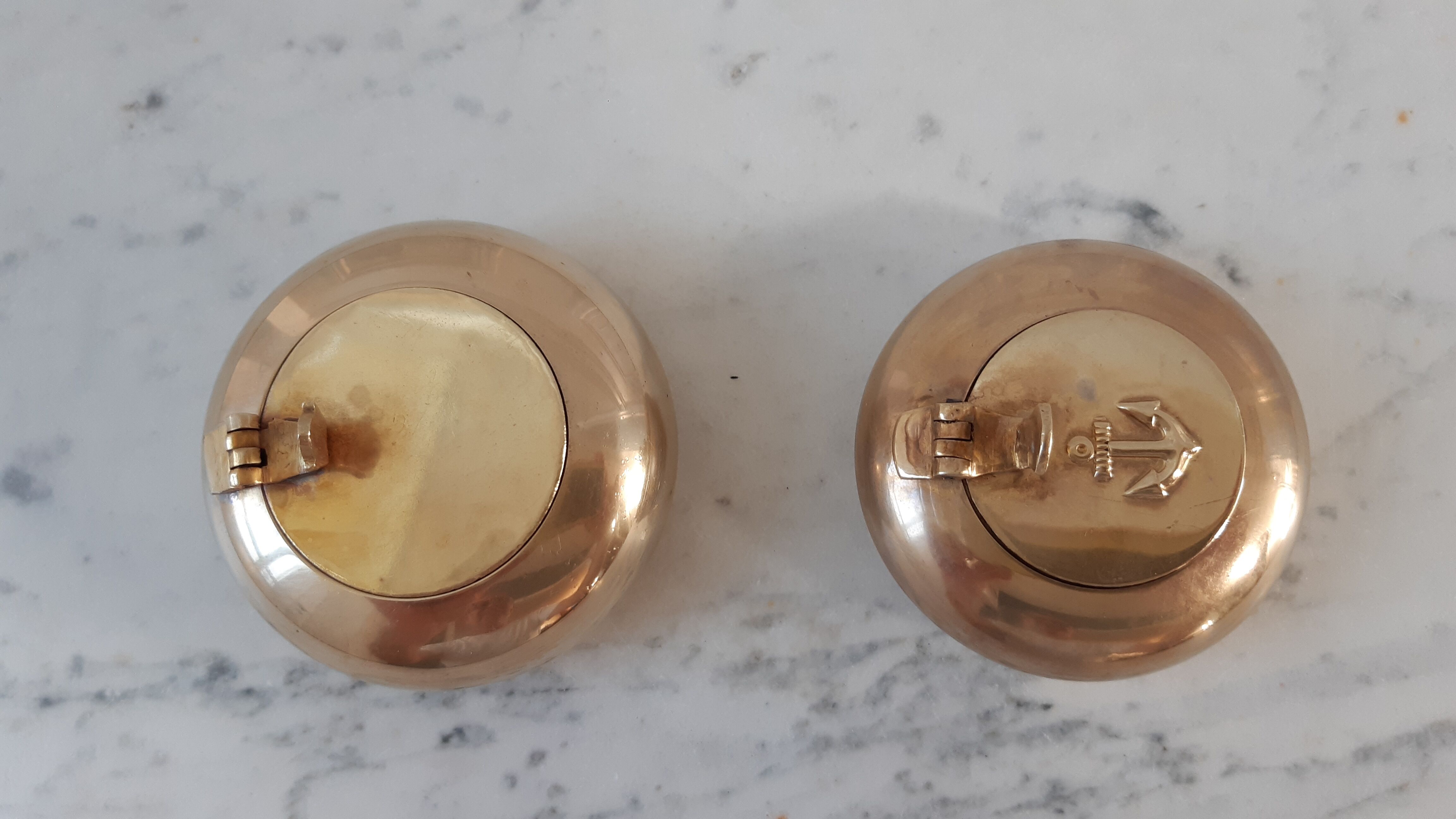 Duo of solid brass ashtrays 50s