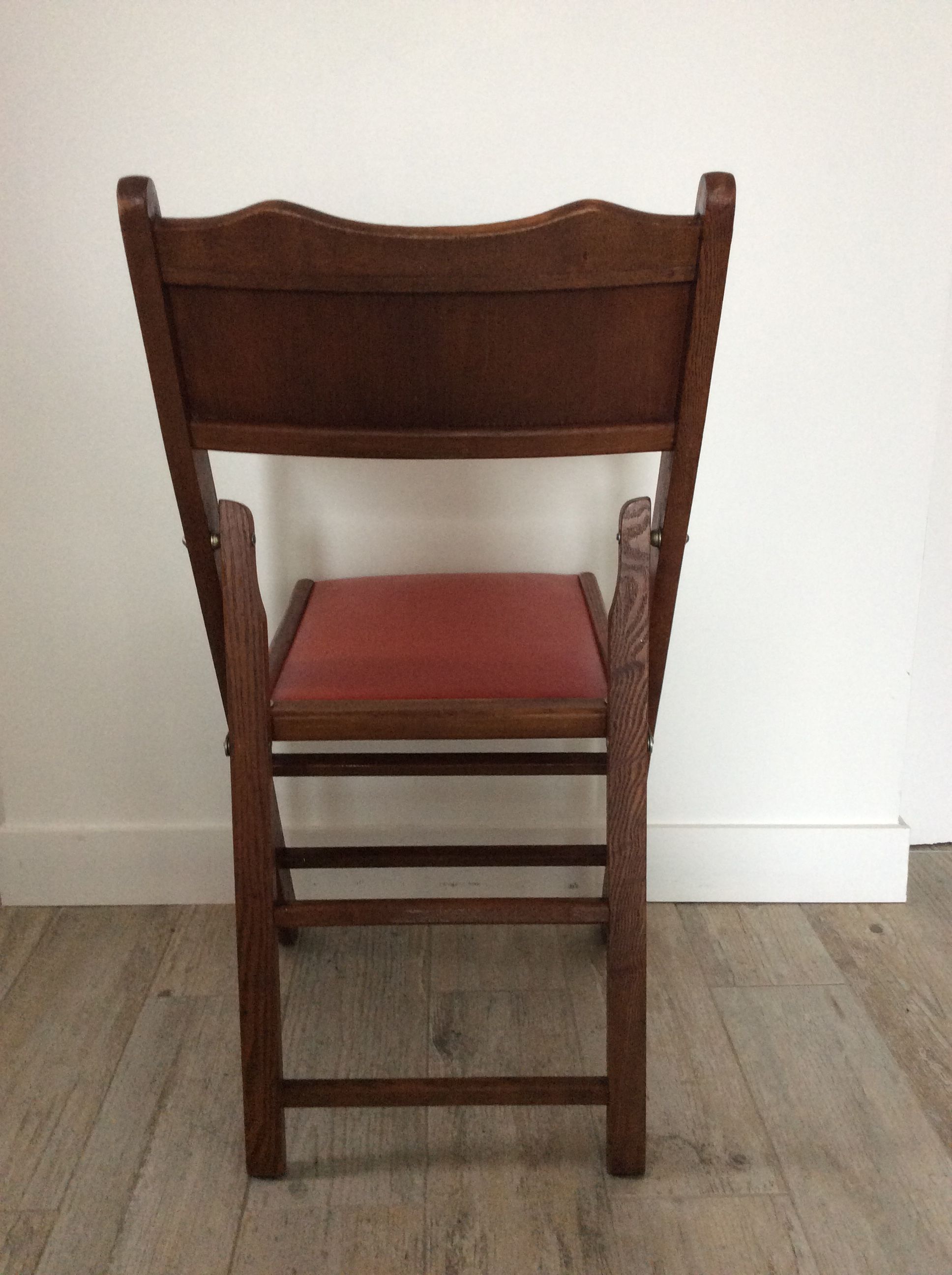 Folding chair wood and Skaï orange / vintage brown