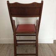 Folding chair wood and Skaï orange / vintage brown
