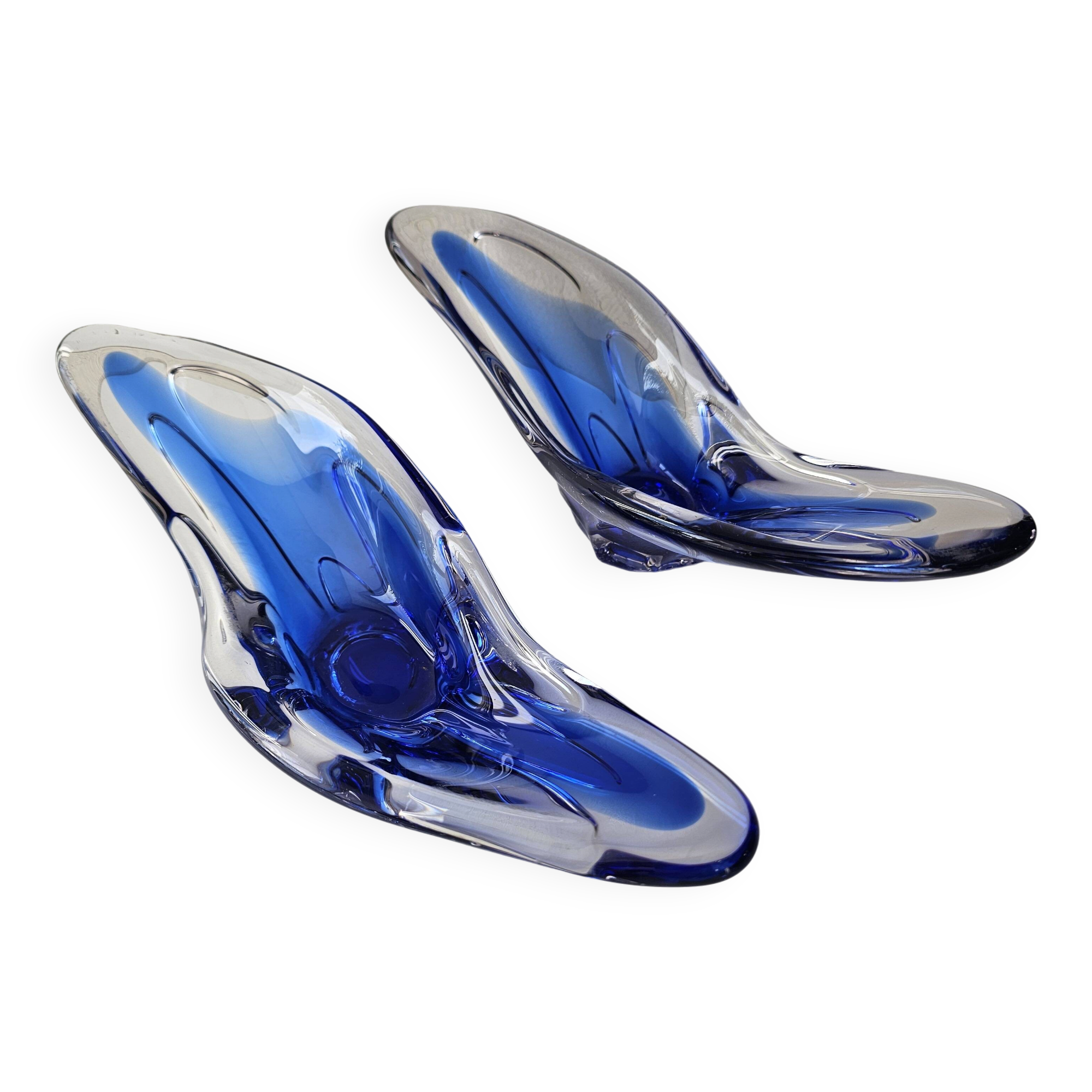 Set of 2 blue glass bowls in the style of Murano - Handmade