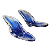 Ensemble de 2 coupelles en verre bleues dans le gout de Murano - Fait Main