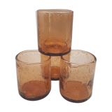 Set of 4 blown water glasses bubbled biot style
