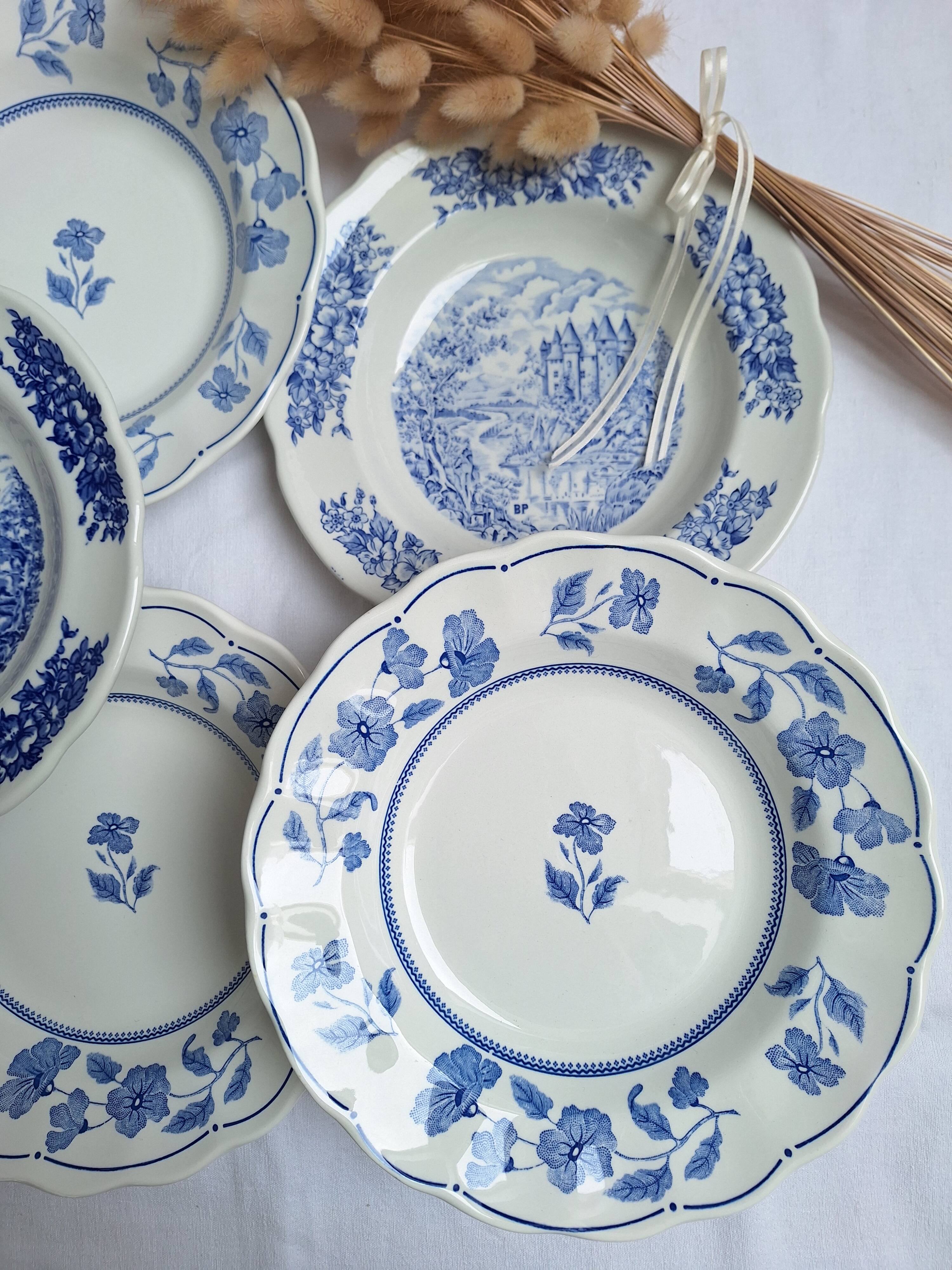 Vintage blue soup plates
