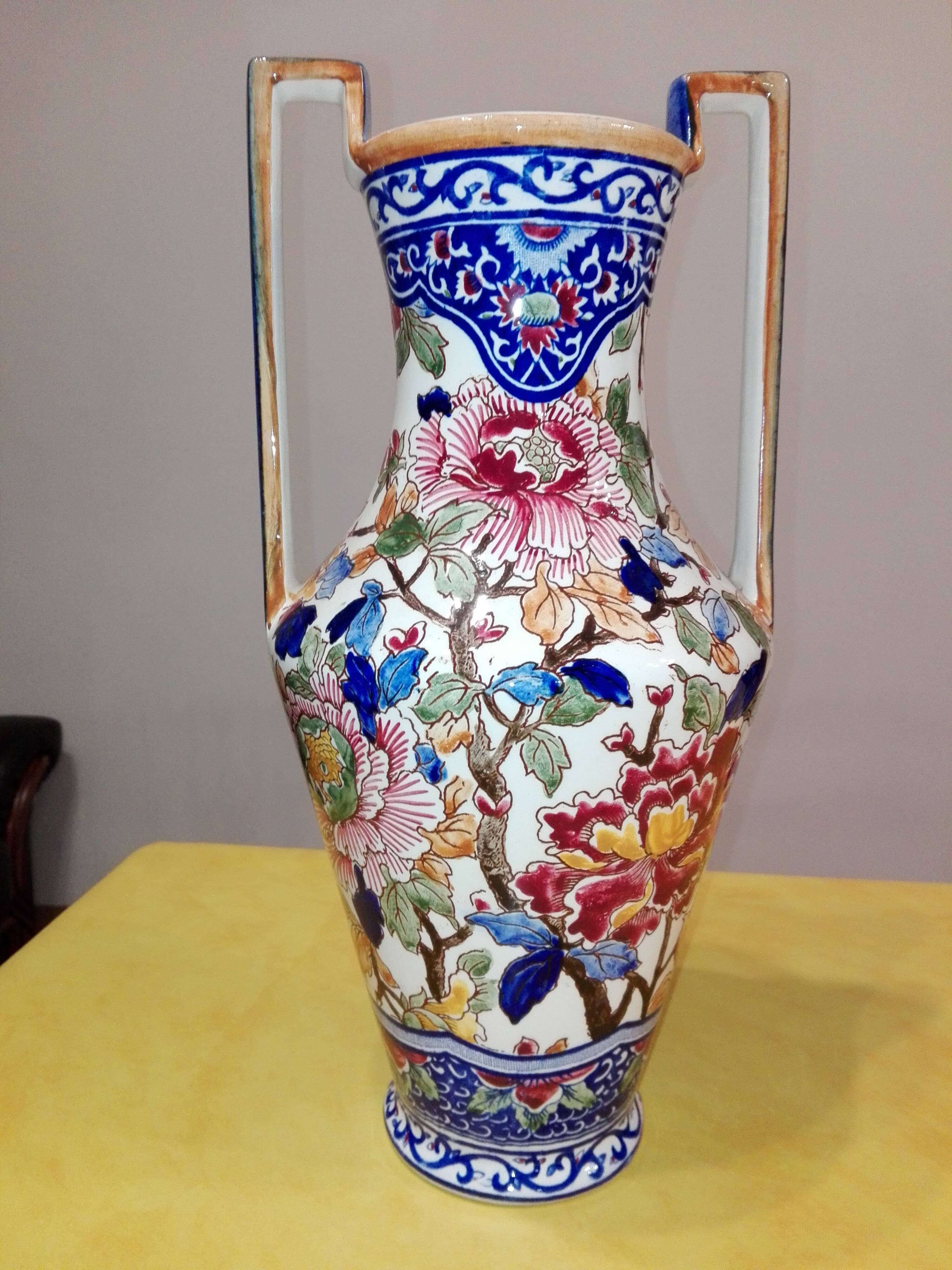 Vase amphora gien peonies