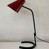 Cocotte lamp in red and black metal, design of the 50s.