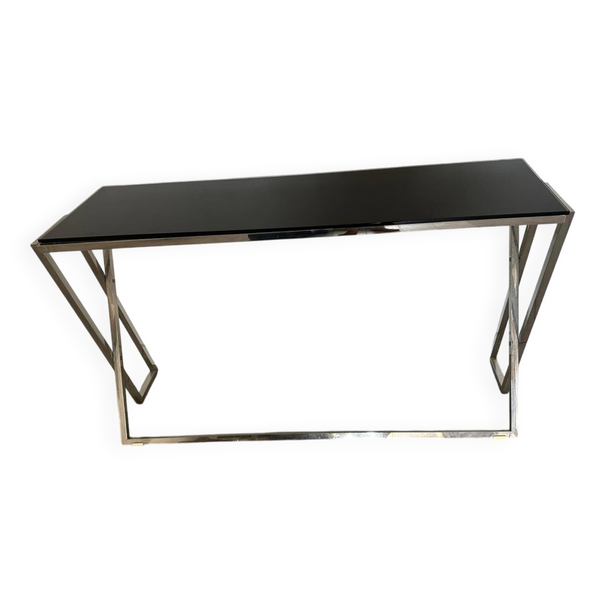 Designer console in glass and metal