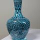 Covered vase or Persian jar, glazed Iznik pottery, vintage turquoise painted.