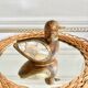 Wood brass duck and mother-of-pearl