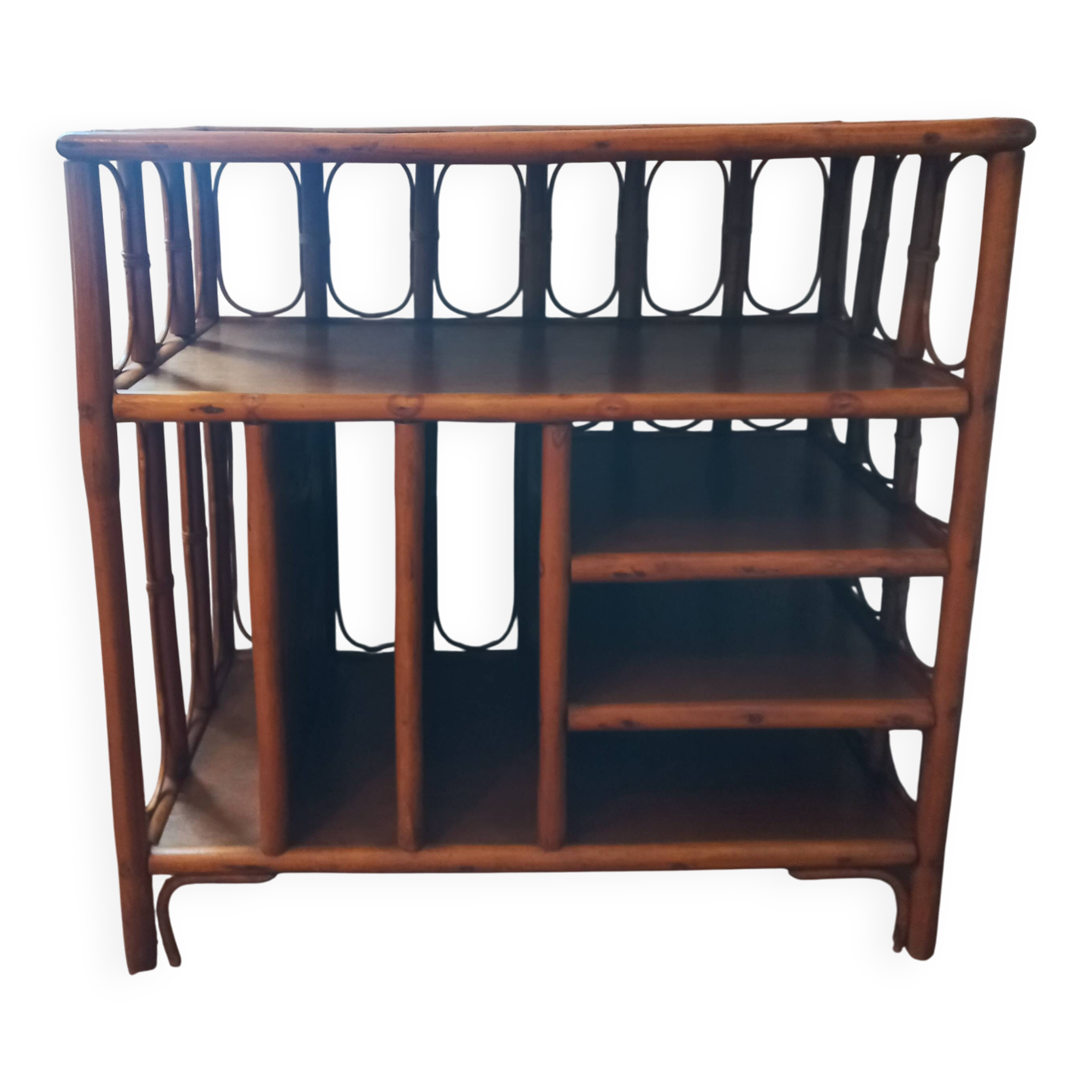 Vintage rattan vinyl cabinet
