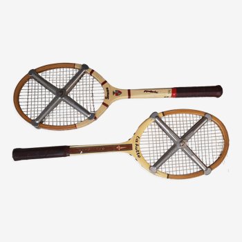 Lot 2 raquettes de tennis vintage en bois