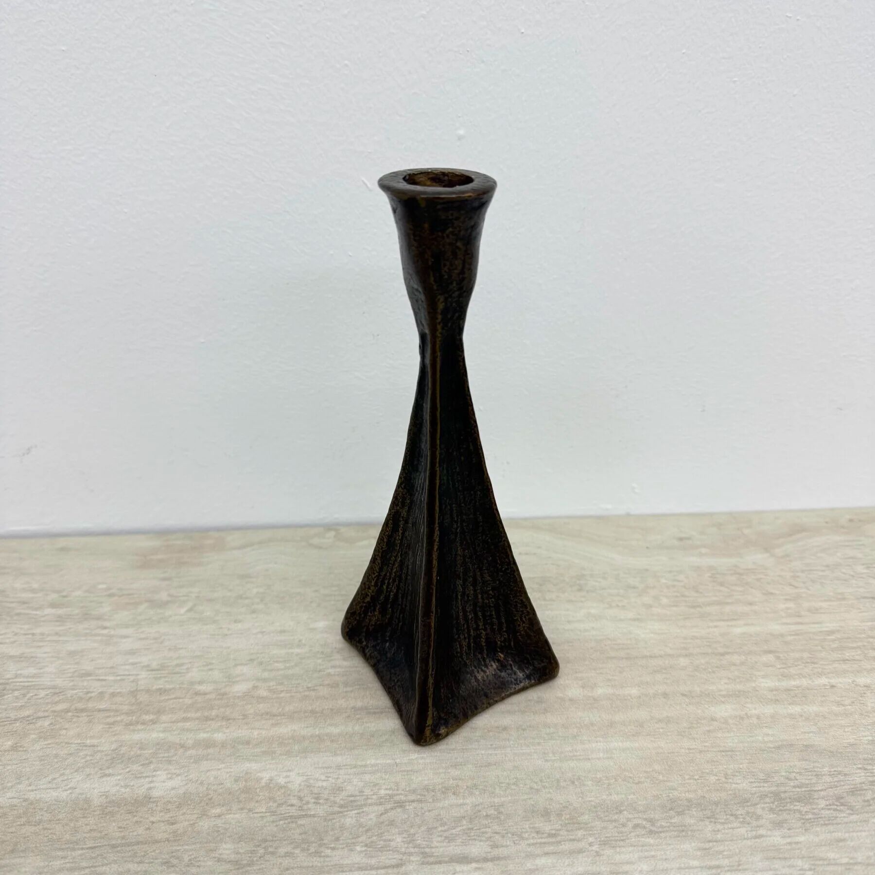 Brutalist bronze candle stick, 1970s