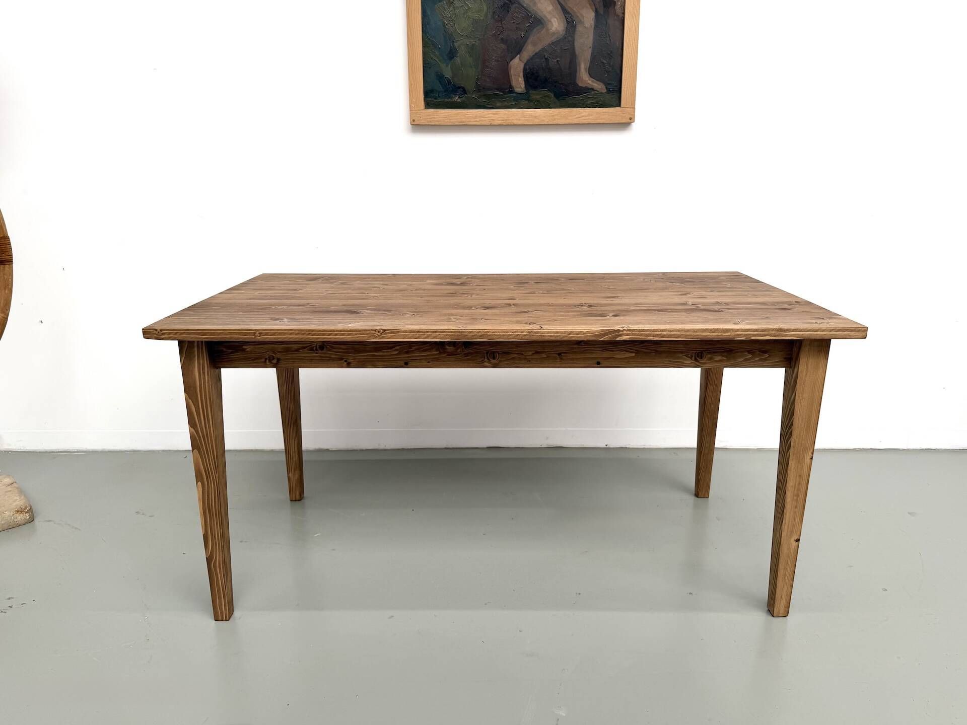 Farm table with tapered legs, L155 cm