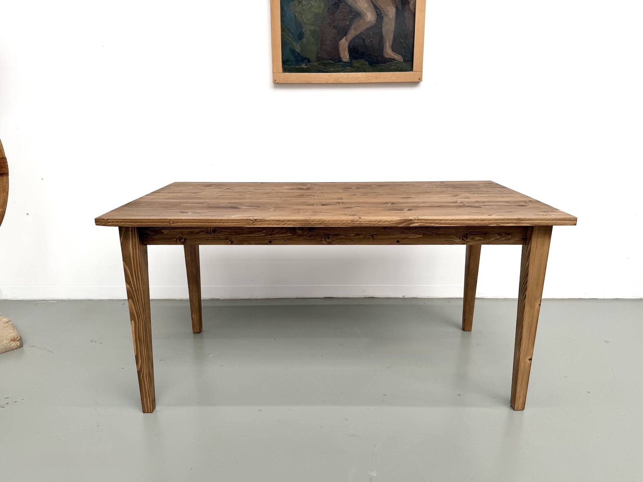 Table de ferme aux pieds fuseaux, L155 cm