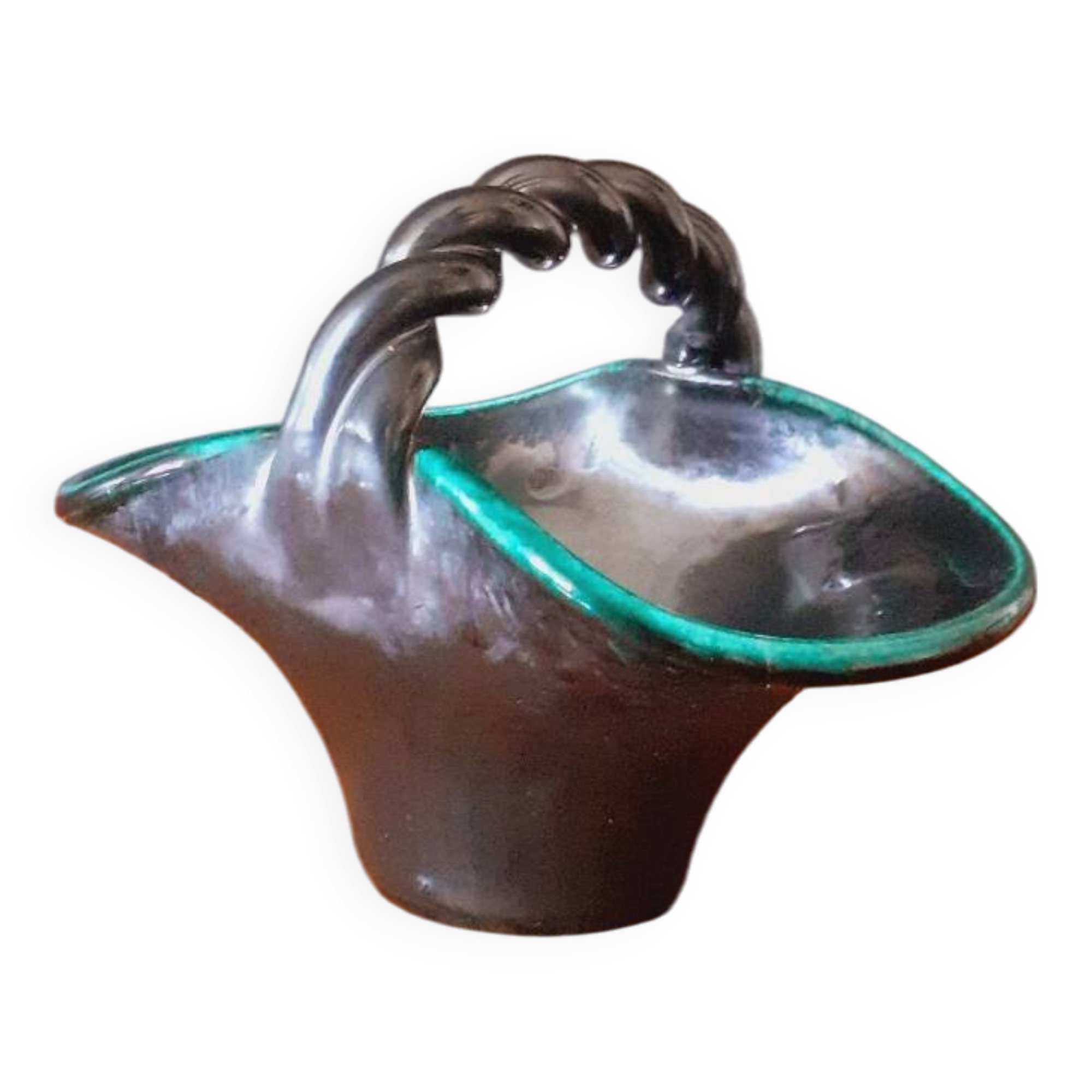 Ceramic bowl, basket from the 50s by Accolay Yonne