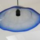 Frosted blue blown glass suspension light in 70s retro style.