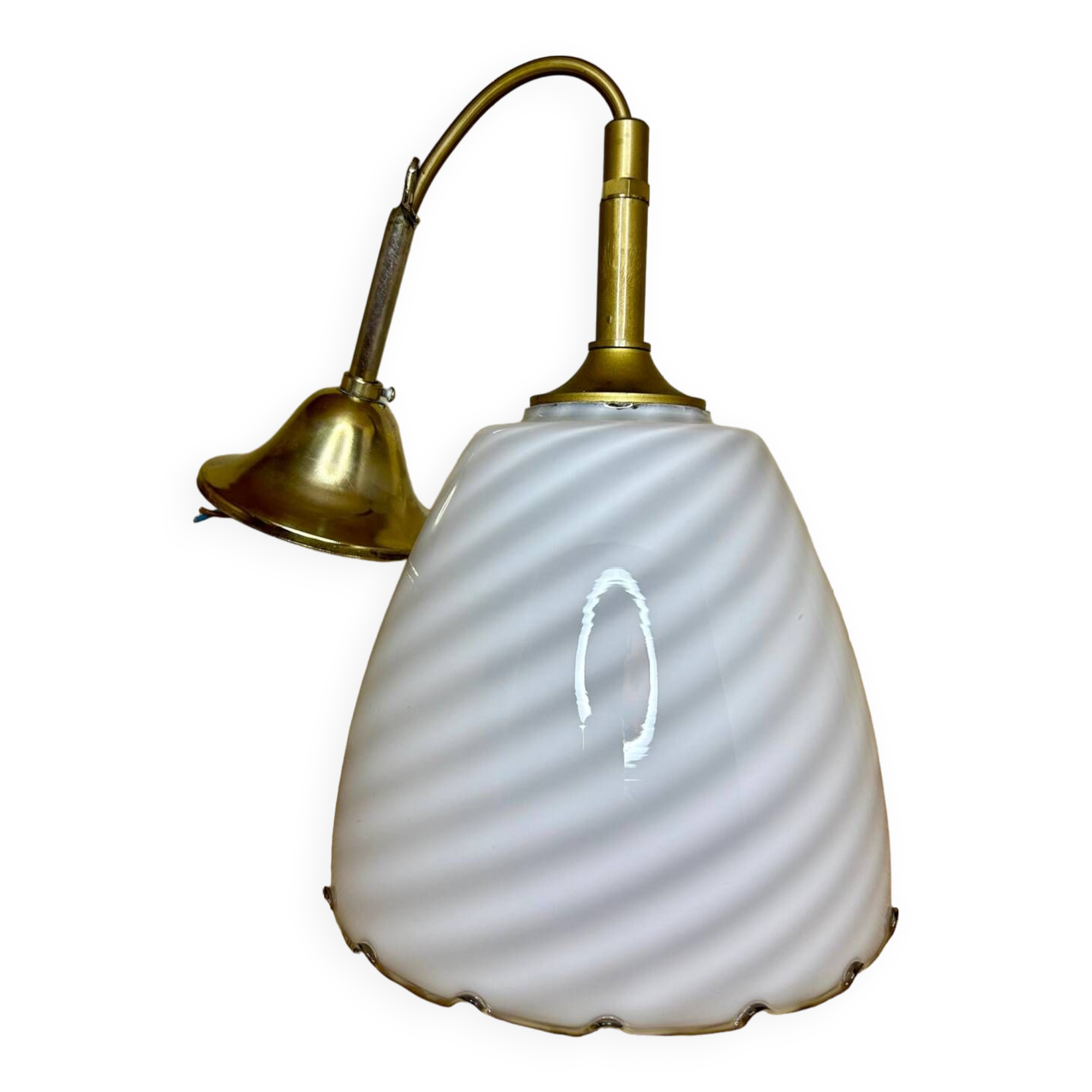 Lampe Suspension Murano Verre Blanc Et Caramel