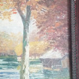 Oil on canvas signed André Couchet Autumn Landscape