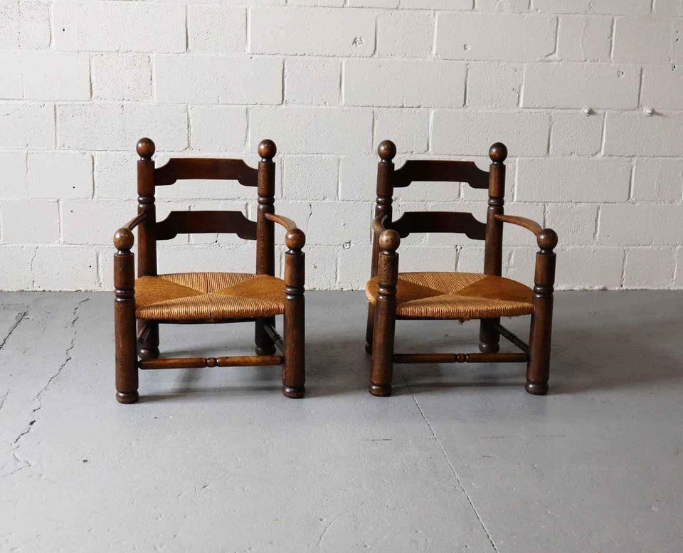Paire de fauteuils en chêne, années 1940