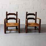 Paire de fauteuils en chêne, années 1940