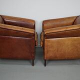 Vintage Dutch Club Chair in Cognac Leather, Set of 2