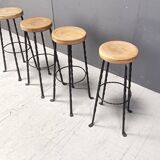 Vintage french wrought iron bar stools, 1960s - set of 4