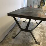 Wrought iron table slate tiles 1960