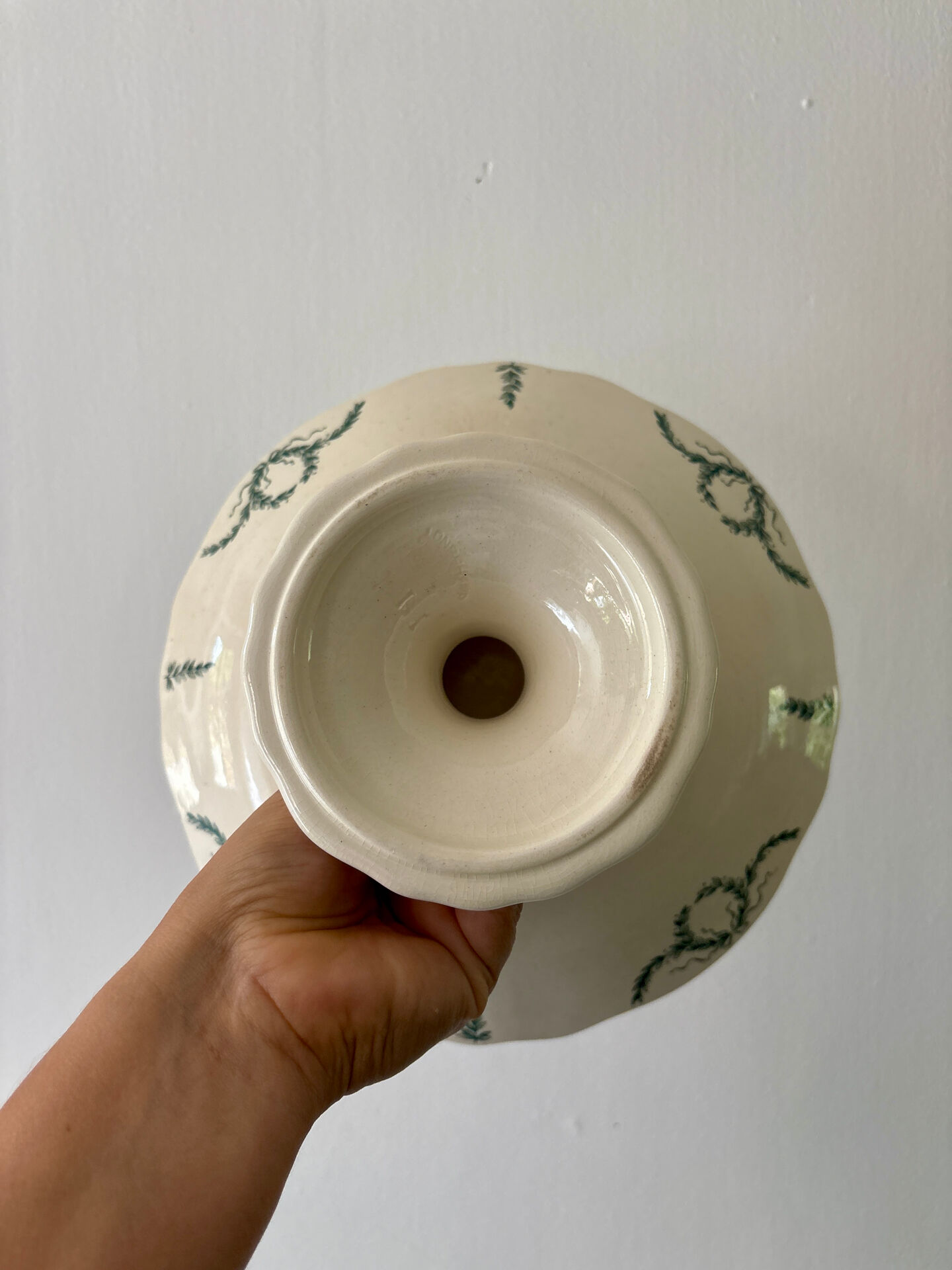 Compote dish or antique footed plate in ironstone - Villey de Longc