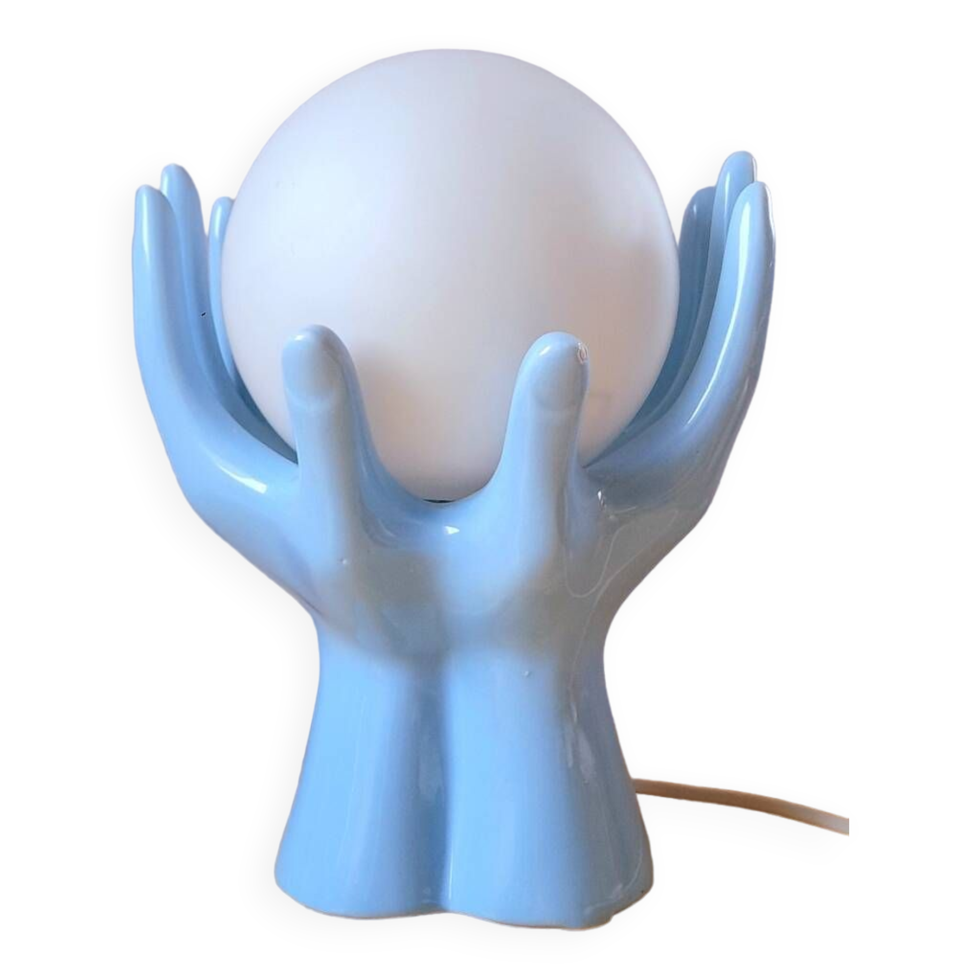 80s enameled ceramic hand lamp