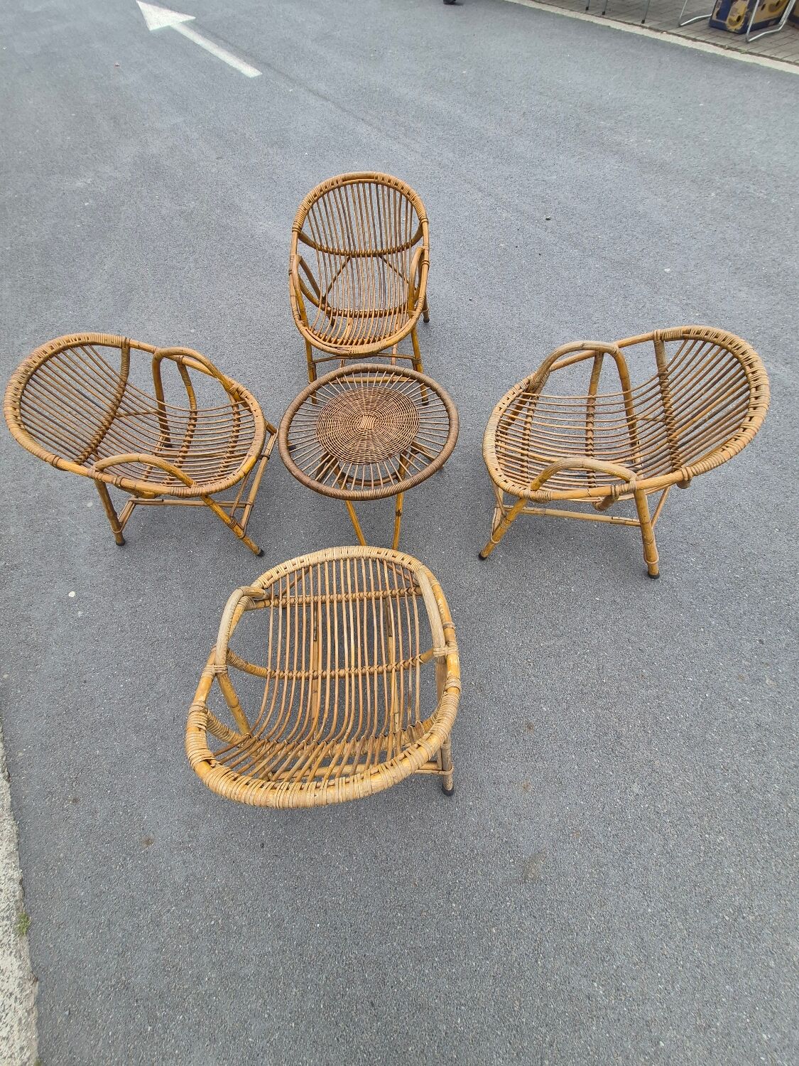 Vintage salon de jardin en rotin