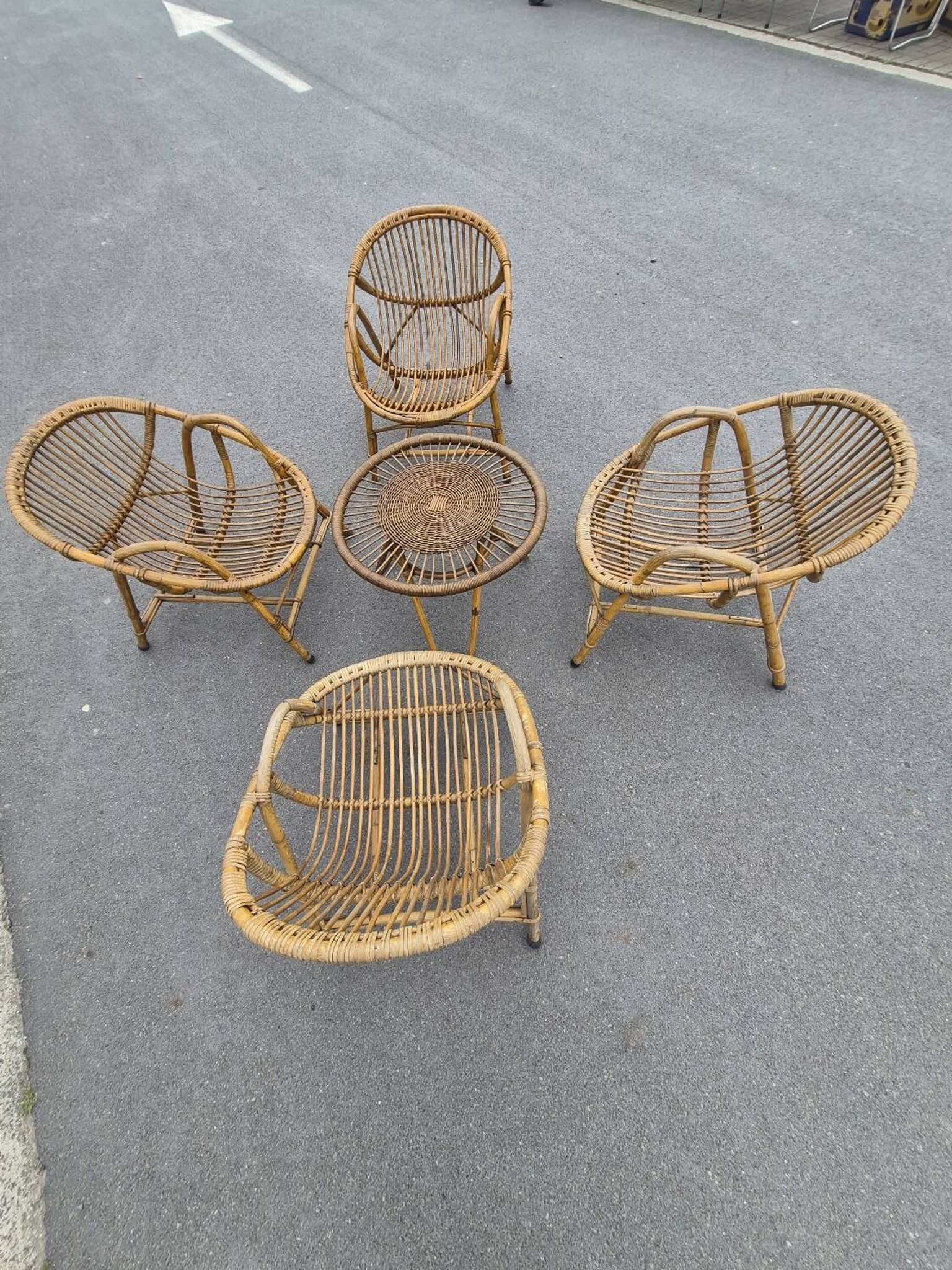 Vintage garden furniture in rattan
