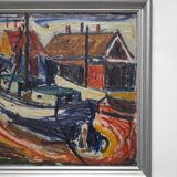 Expressionist painting boats by Bent Kokkenberg