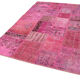 Handmade turkish overdyed 170 cm x 241 cm pink patchwork carpet