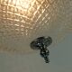Vintage glass ceiling lamp textured glass and chrome 1970s