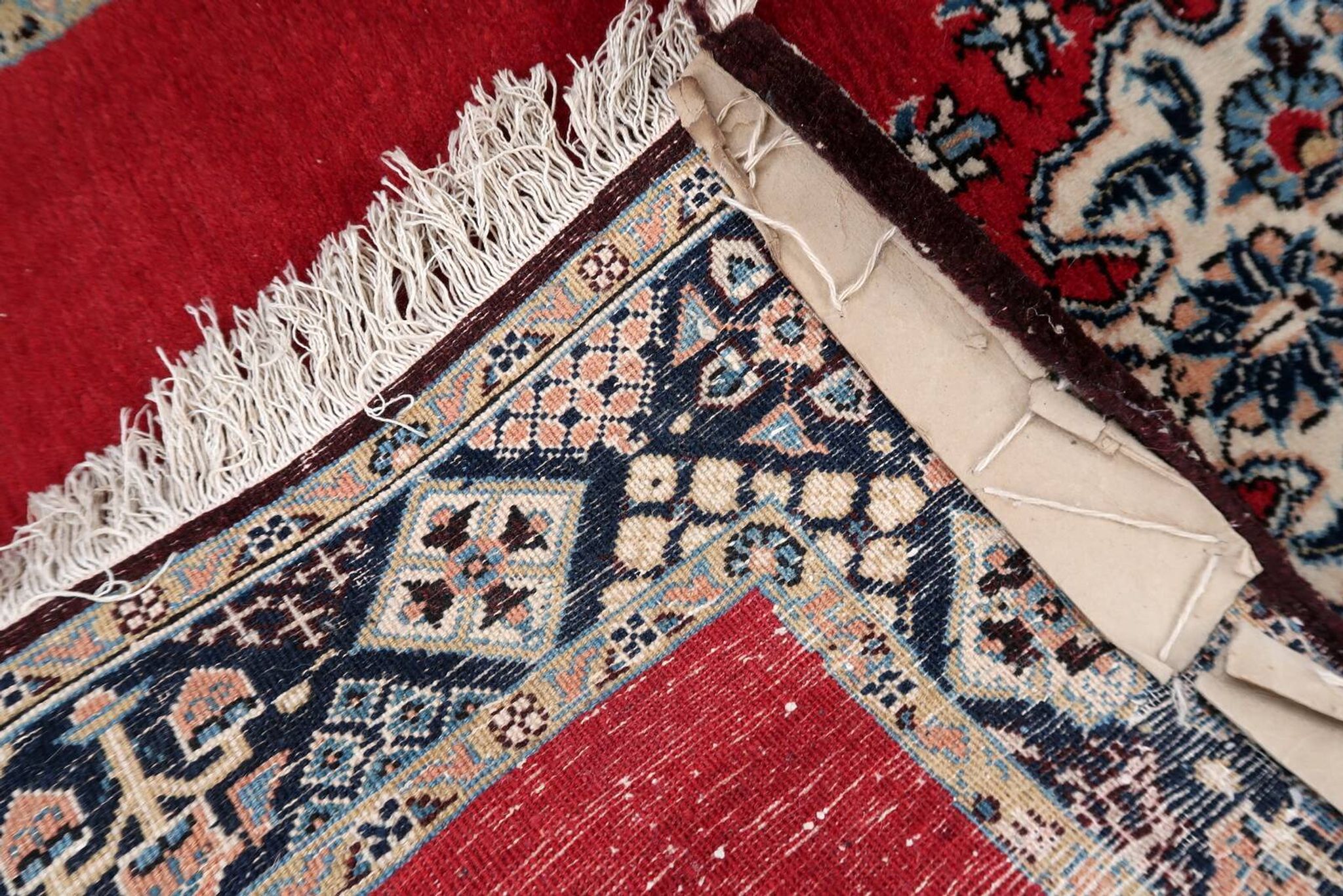 Tapis vintage fait main Tabriz 80 x 126 cm laine rouge vif - 1C1048