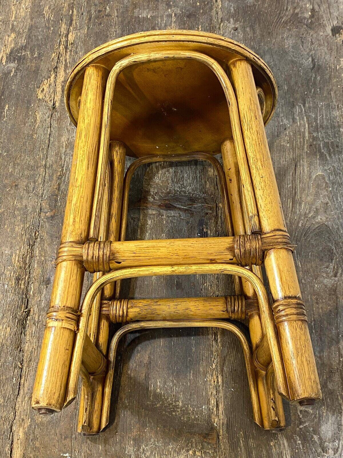 Rattan and cane stool, seaside spirit, mid-20th century.