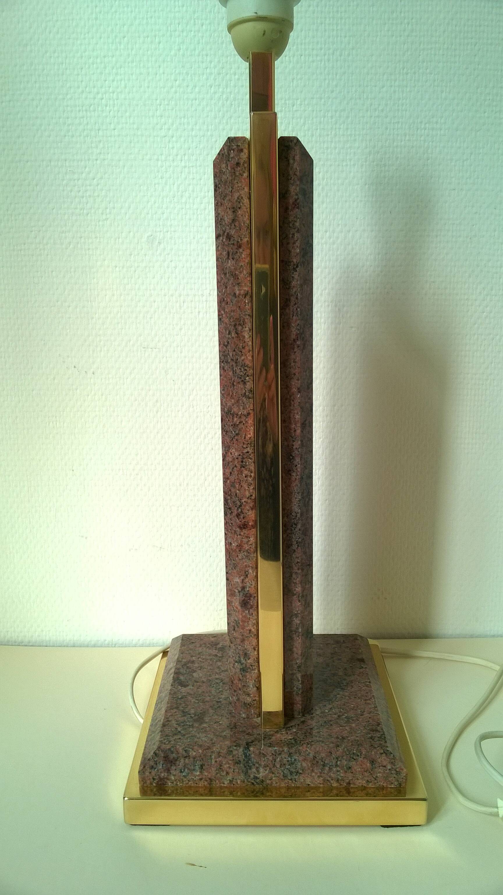 Marble and brass lamp base FEDAM Belgium c.1980
