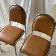 Set of 4 vintage tubular chrome chairs