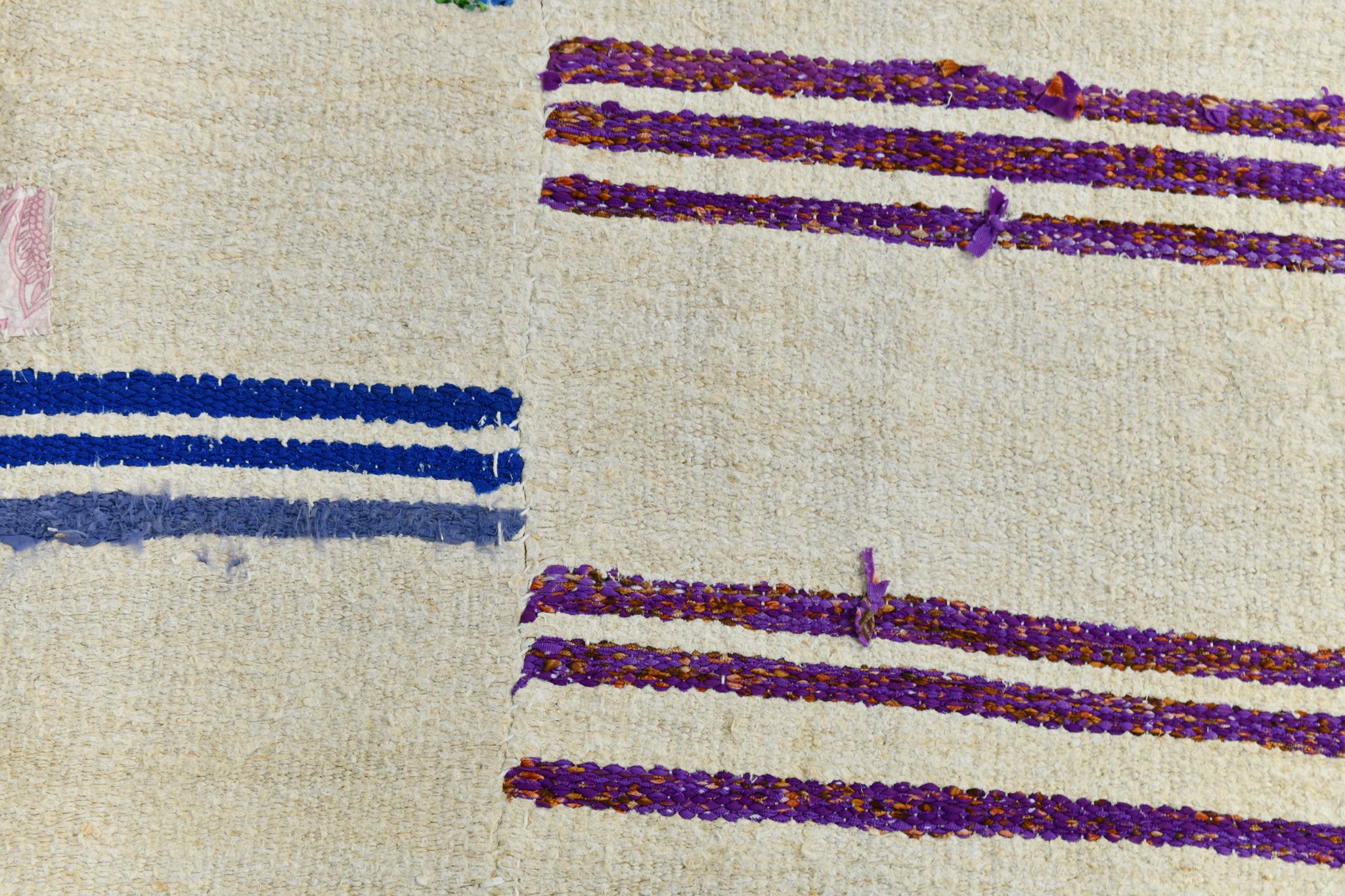 Tapis de chanvre vintage texturé neutre, 168x304cm