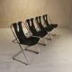 Ensemble de 4 chaises en cuir et chrome des années 1960