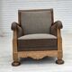1950s, Danish armchair, furniture wool, solid carved oak wood.