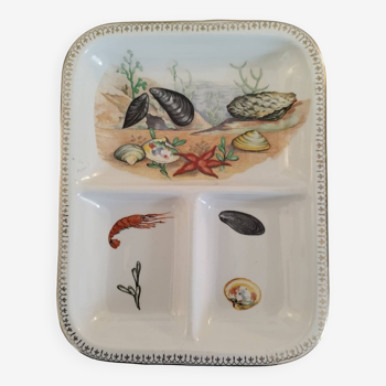 Plat de service rectangulaire porcelaine ateliers d'art d'annet france coquillages fruits de mer