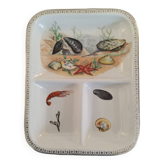 Rectangular porcelain serving dish ateliers d'art d'annet france shells seafood