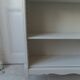 Small bookcase, 2 adjustable pearl gray patinated shelves, wooden top