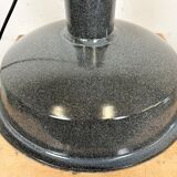 Large Industrial Grey Enamel Factory Lamp with Cast Iron Top, 1960s