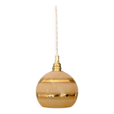 Vintage globe pendant light in yellow and gold granite glass
