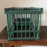 cage à oiseaux ancienne en bois et peinte en vert