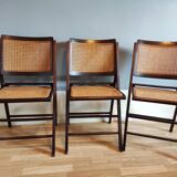 3 folding chairs with seat canning and backrest
