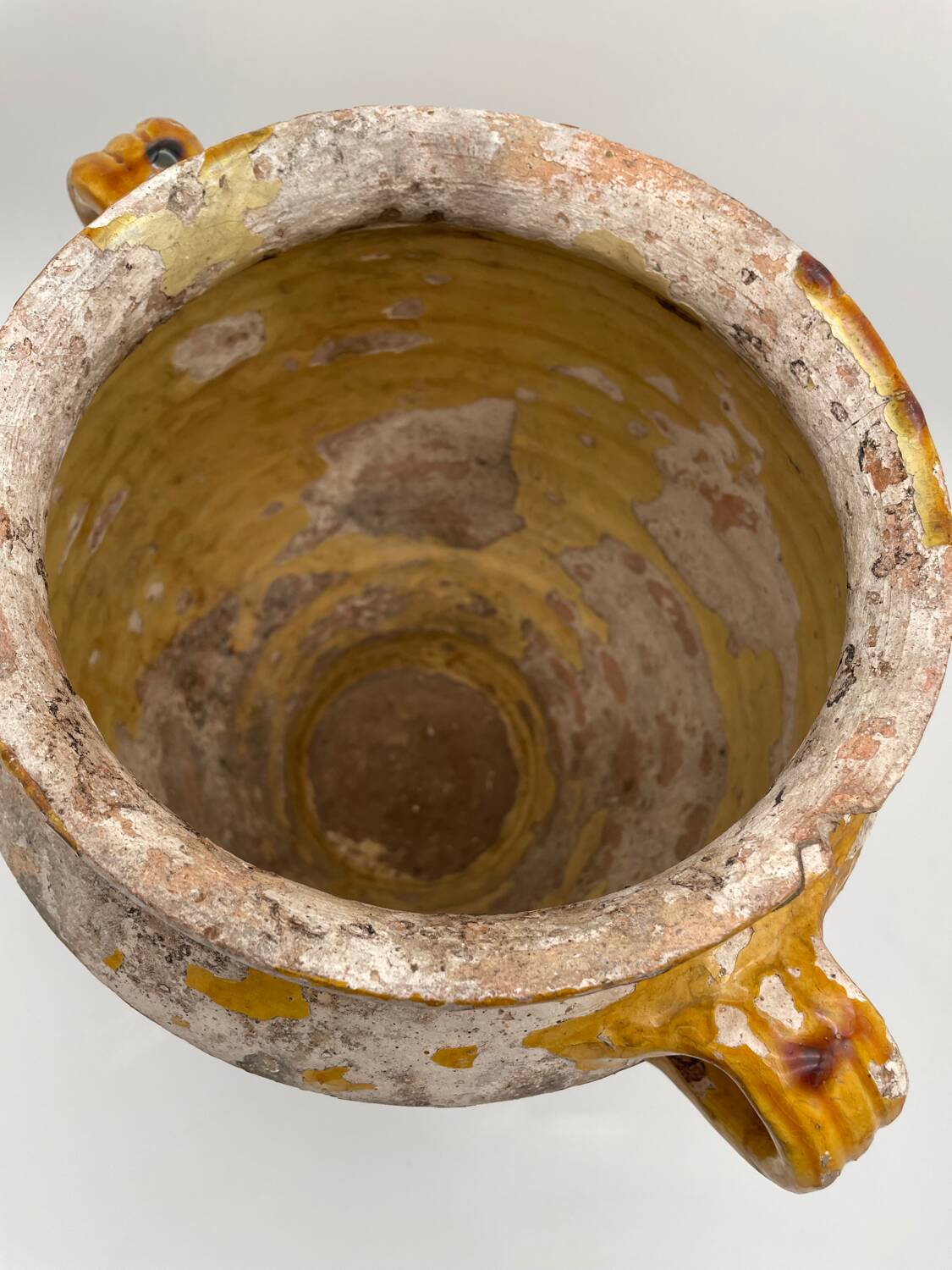 Old yellow glazed terracotta confit pot 19th century France